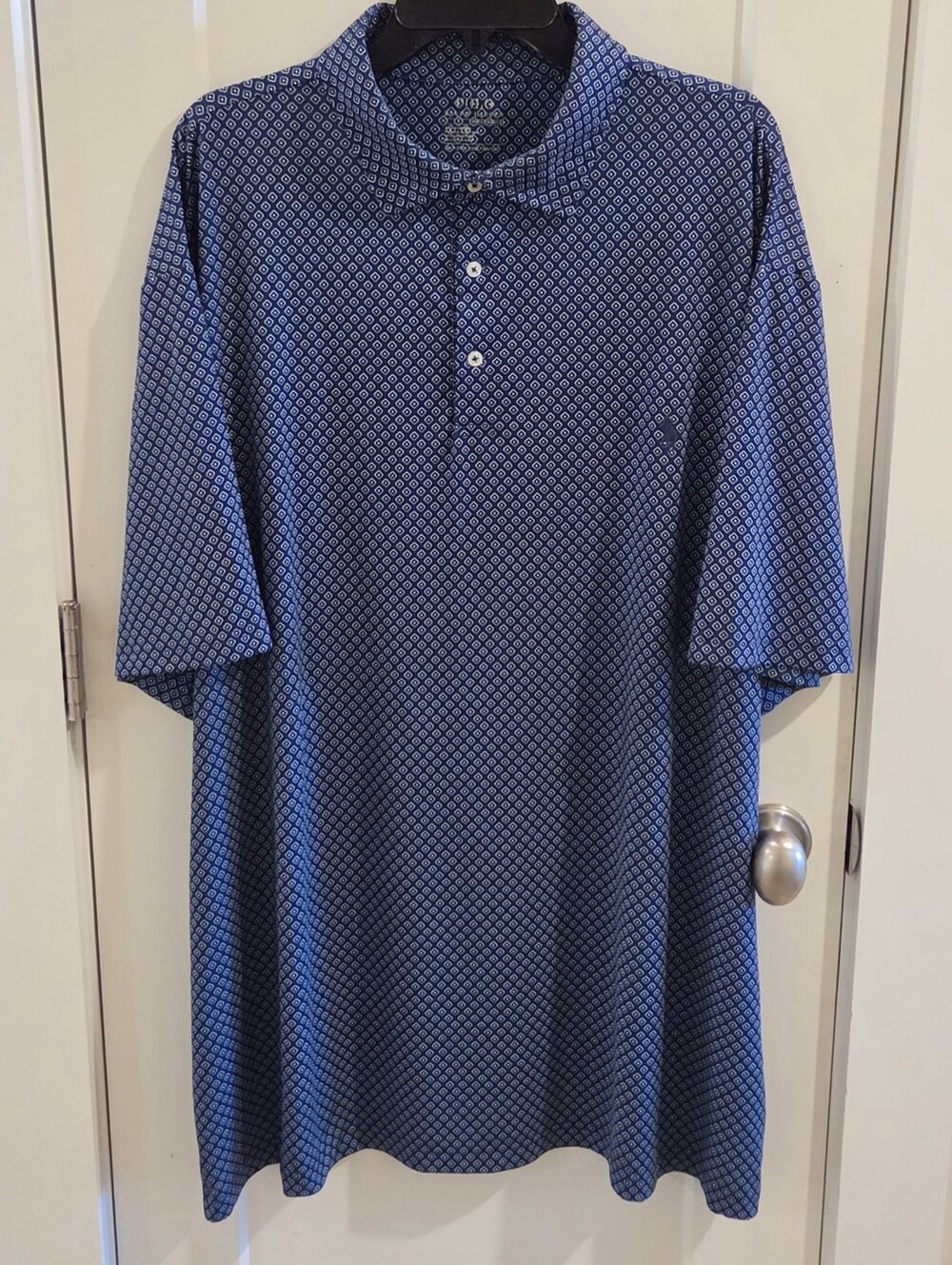 Polo Ralph Lauren Performance Polo Shirt - Blue Geo-Print AOP - Size 2XLT Tall